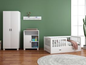 Cabino Peuterkamer Met Lade Joan Wit 3 Delig met Commode Mila en Mila Kledingkast