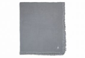 Jollein Ledikant Deken Muslin Fringe Storm Grey 120 x 120 cm