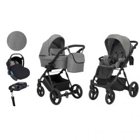 Born Lucky Kinderwagen 3 In 1 Lazzio Grijs + Isofix Autostoel Base