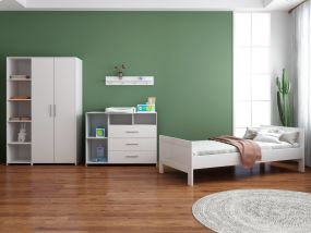Cabino Tienerkamer Noel Wit 3 Delig met Commode Jim Wit en Lars Kledingkast Wit