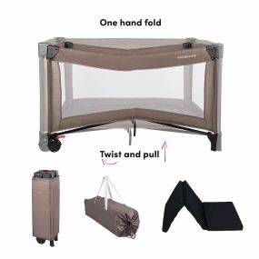 X Adventure Campingbedje / Reisbed Twist set Inclusief Matras – 120 x 60 cm - Taupe