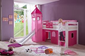 Halfhoogslaper Met Glijbaan Alex + Toren + Tasje Hartjes Roze