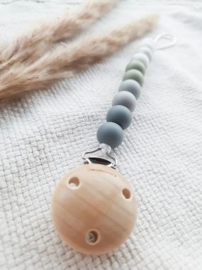 Chewie Clip Silicone Beads Ombre Sage