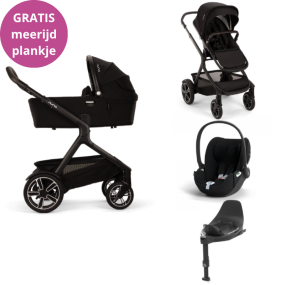 Nuna Kinderwagen 3 in 1 DEMI™ next Caviar + Autostoel Cloud T I Size + Cybex Draaibare Base T