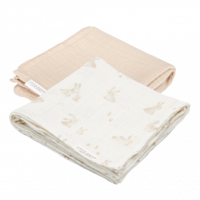 Little Dutch Swaddle Doeken set Hydrofiel 70 x 70 Baby Bunny / Beige