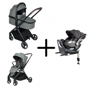 Topmark Kinderwagen 3 In 1 Diaz Green + Cabino Autostoel 360 I-Size & Base