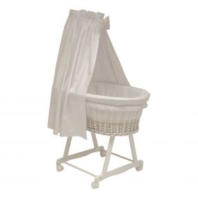 Cabino Rotan Wieg Met Wielen Wit