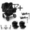 Bugaboo Donkey 5 Tweeling Kinderwagen 3 In 1 Black Midnight Black + Isofix Base
