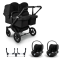 Bugaboo Donkey 5 Tweeling Kinderwagen 3 In 1 Black Midnight Black Met Twee Cybex Cloud T Groep 0 Autostoelen