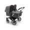 Bugaboo Tweeling Kinderwagen Donkey3 Alu - Grey Melange Red Bugaboo Tweeling Kinderwagen Donkey3 Alu - Grey Melange Red