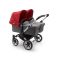 Bugaboo Tweeling Kinderwagen Donkey3 Alu - Grey Melange Red Bugaboo Tweeling Kinderwagen Donkey3 Alu - Grey Melange Red