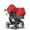 Bugaboo Duo Kinderwagen Donkey3 Alu - Grey Melange - Red Bugaboo Duo Kinderwagen Donkey3 Alu - Grey Melange - Red