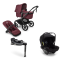 Bugaboo Kinderwagen 3 in 1 Fox 5 Renew Complete Black | Dark Cherry + Bugaboo Autostoel Groep 0 Turtle Air by Nuna Black + Draaibare Isofix Base 360