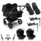 Bugaboo Donkey 5 Tweeling Kinderwagen 3 In 1 Black Midnight Black + Isofix Base + Voetenzak