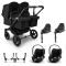 Bugaboo Donkey 5 Tweeling Kinderwagen 3 In 1 Black Midnight Black Met Twee Cybex Cloud T Groep 0 Autostoelen + Isofix Base