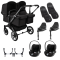 Bugaboo Donkey 5 Tweeling Kinderwagen 3 In 1 Graphite Midnight Black Met Twee Cybex Cloud T Groep 0 Autostoelen + Isofix Base + Voetenzak